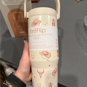 30oz TintFlip Cream Tumbler with Western Design